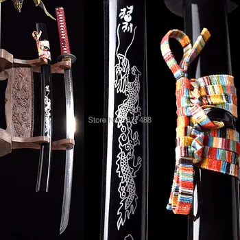 

T10 Carbon Steel Clay Tempered Japanese Samurai Katana Sword Full Tang Blade Real Sharp Asia Knife Battle Ready