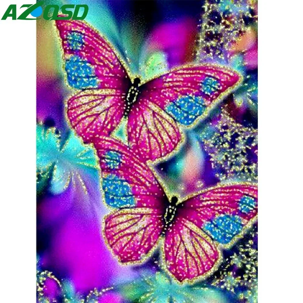 

AZQSD Diamond Painting Colour Butterfly 5d Diy Diamond Mosaic Animal Diamond Embroidery Cross Stitch Needlework Home Decoration