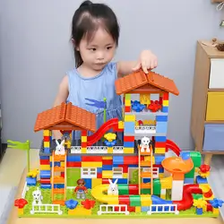Детские строительные блоки игрушки пластмассовые модели сборный домик большие частицы заклинание вставки блоки детский подарок