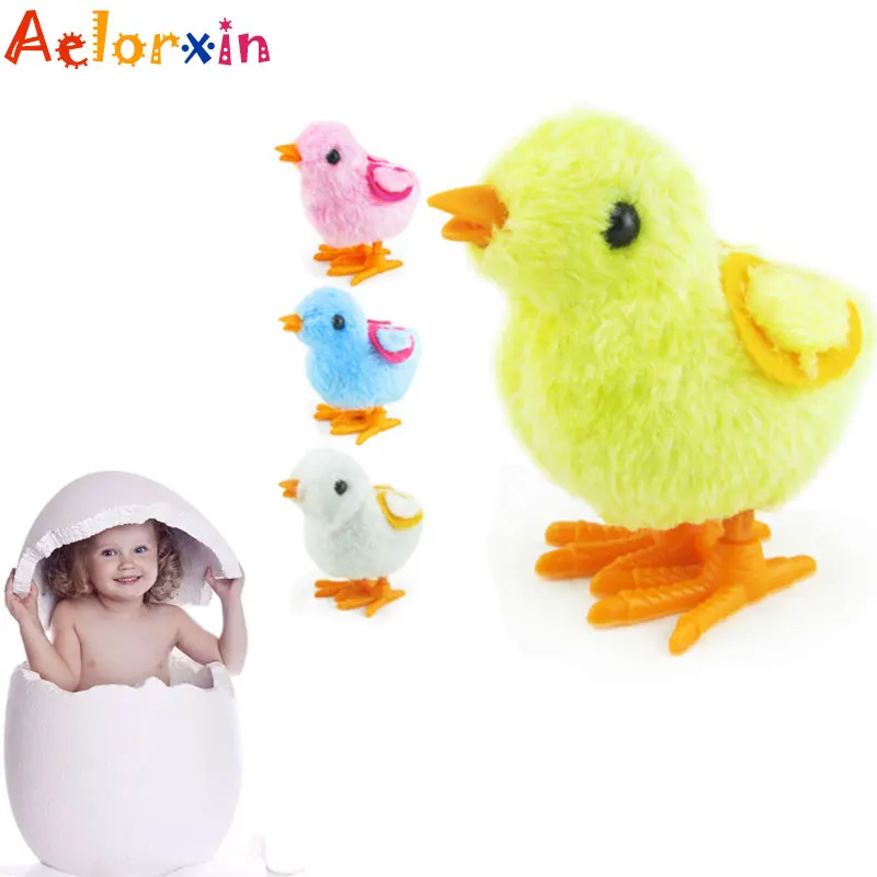 Animal Cute Plush Jumping Chicken Color Clockwork Chicken Toys For Children Clockwork Toys Wind