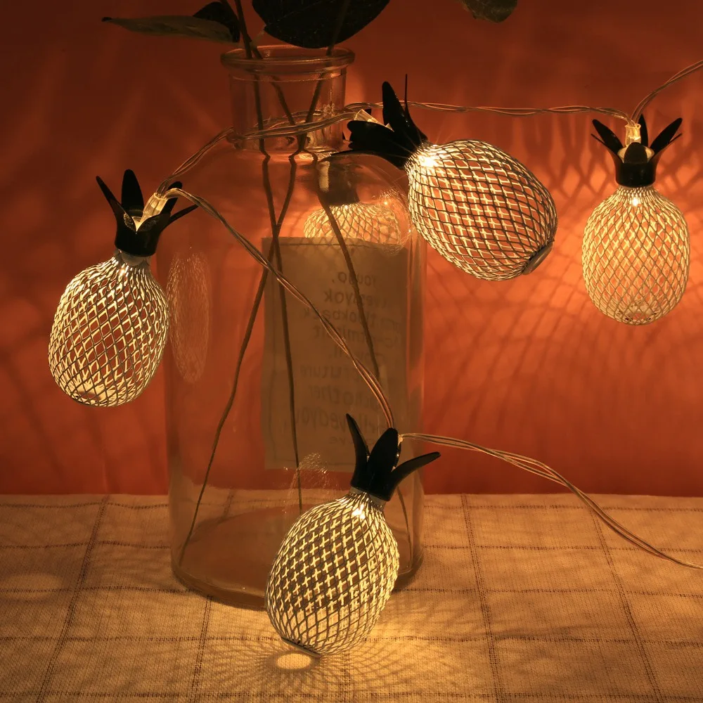 

Creatively 1.1m Lovely Yellow Pineapple Holiday twinkle String Light Battery Powered Led Light For Christmas Bedroom Party Deco