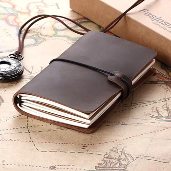 Retro Leather Notebooks Journals Diary Book Agenda Handmade Planner Vintage Refillable Travel journal Cowhide Gift traveler vintage leather notebook key design vintage cowhide paper retro straps diary doodle book notepads diary
