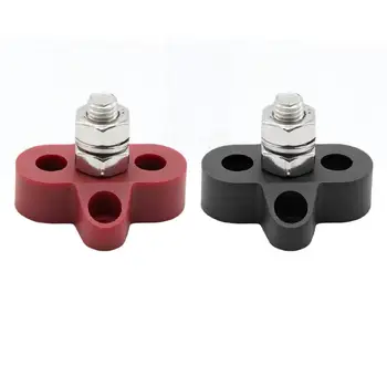 

2pcs Bus Bar Terminal Blocks Single M8 Positive Power Distribution Studs Red/Black