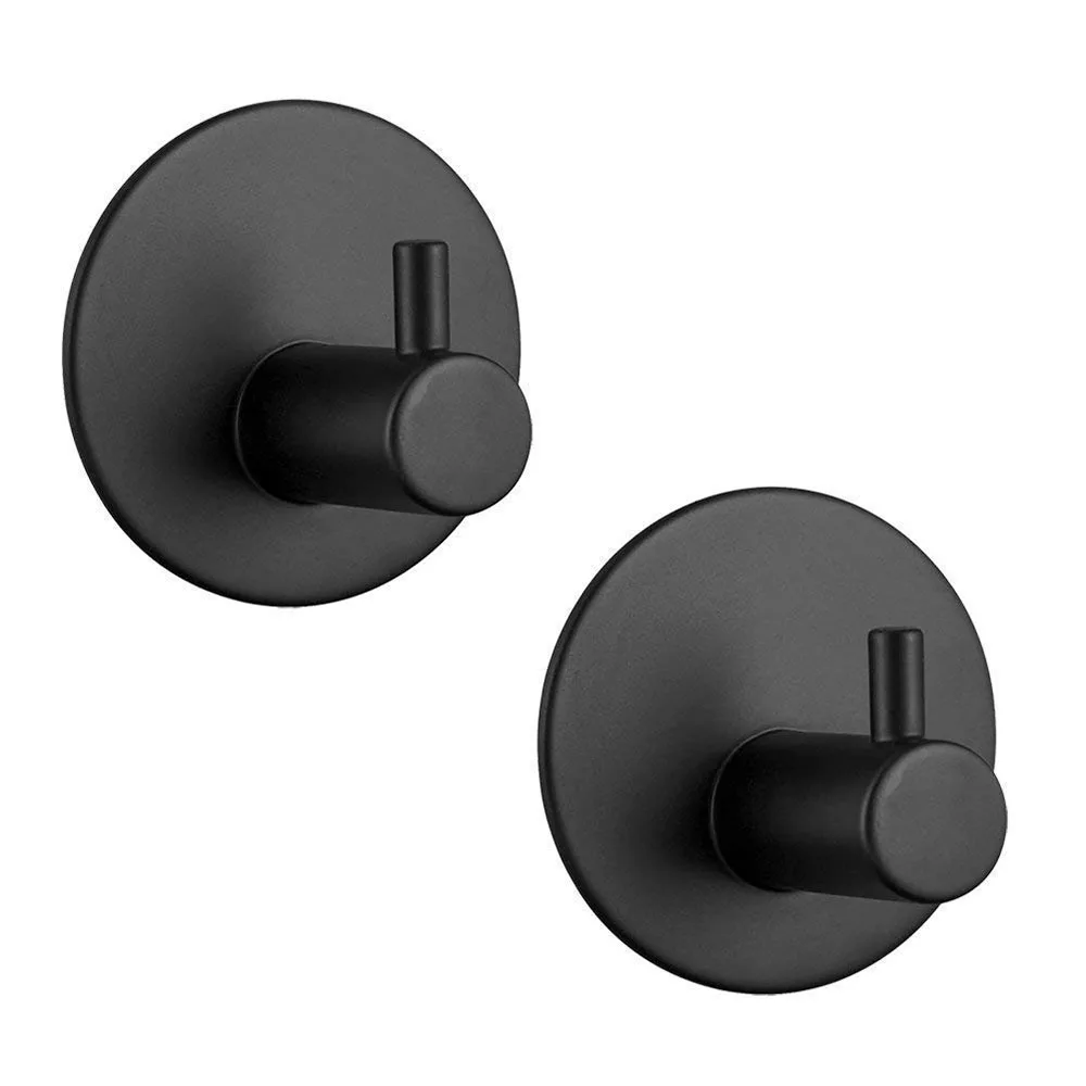 

Adhesive hook, self-adhesive black wall-mounted hook key cover towel, super heavy duty stainless steel hook, no drill without