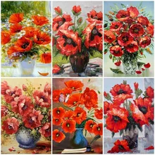 Алмазная вышивка huacan Flowers полная дрель квадратная/круглая Алмазная картина цветок мака Стразы Алмазная мозаика вышивка крестиком