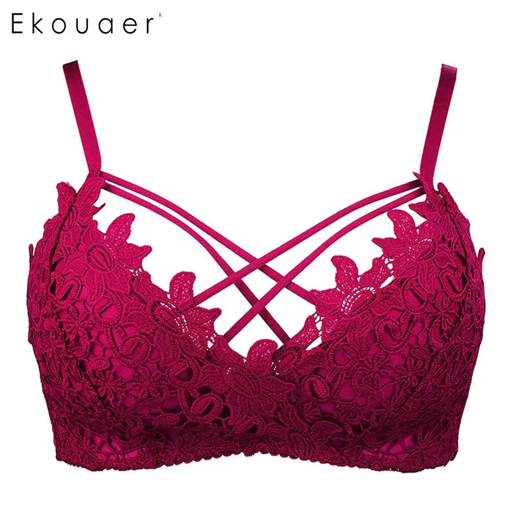 Buy Ekouaer Women Lace Floral Bra Seamless Push Up Bra