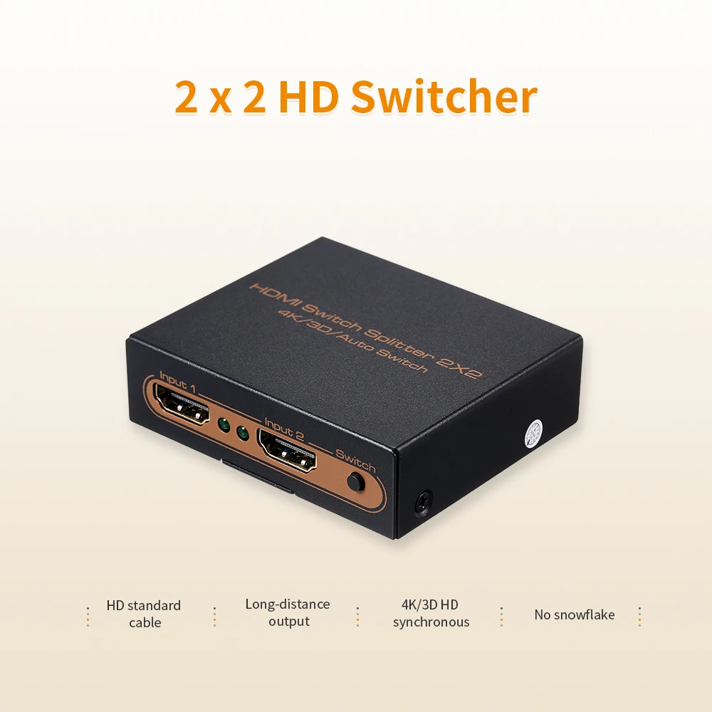 HD Splitter 2 IN 2 Out Switcher 2x2 switcher with 4K Full HD 1080P 3D Effect for Laptop/STB/XBOX/Projector HD Splitter 2 IN 2 Out Switcher 2x2 switcher with 4K Full HD 1080P 3D Effect for Laptop/STB/XBOX/Projector