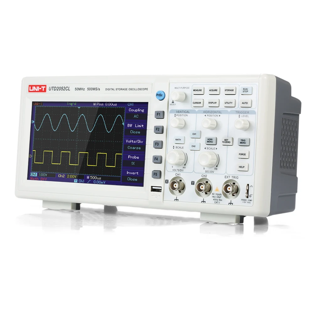 

UNI-T UTD2052CL Oscilloscope 2CH 50MHz 500MS/s 7" TFT Display Oscilloscope Oscillometer Digital Storage