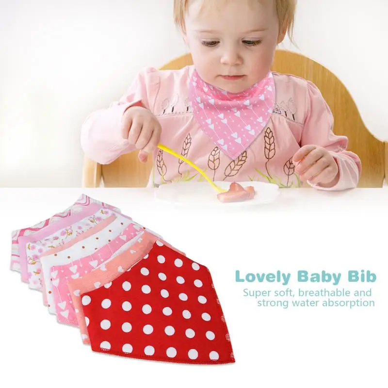 8Pcs/Set Baby Bibs Cotton Triangle Bandana Bibs Newborn Feeding Bib