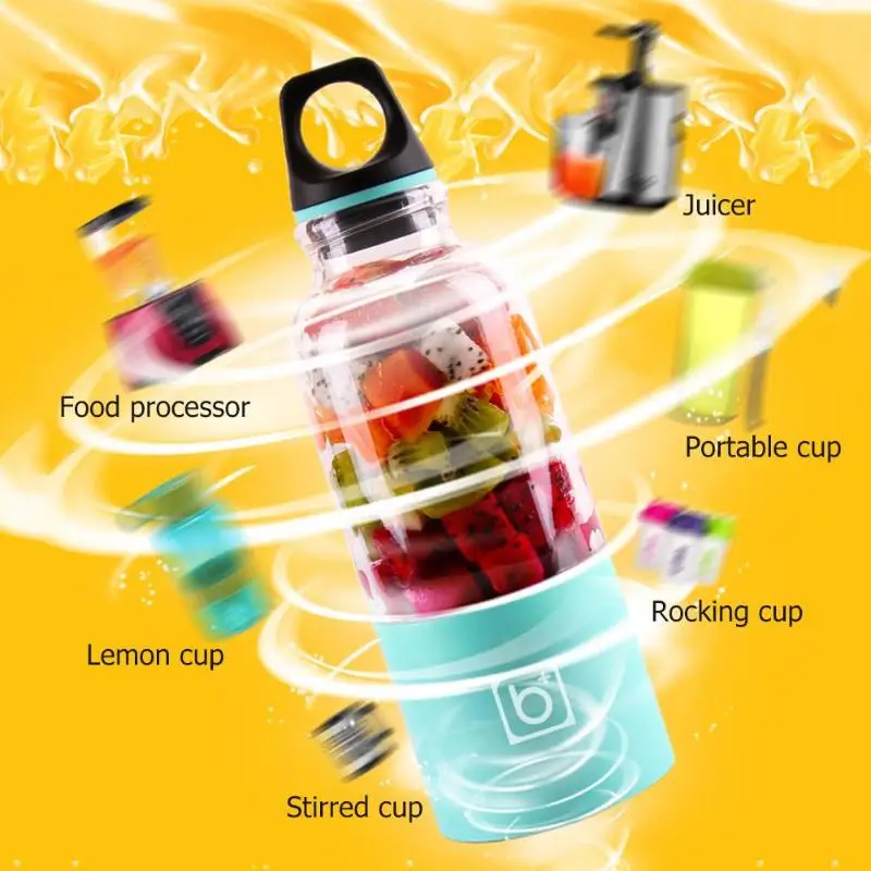 

500ml Electric Juicer Cup Mini USB Portable Rechargeable Juicer Blender Maker Shaker Squeezer Lemon Fruit Orange Juice Extractor