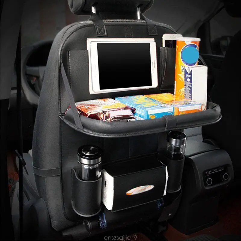 

2018 Hot Details about Car Seat Back Bag Organizer Storage Cup iPad Phone Holder Pocket Leather Black