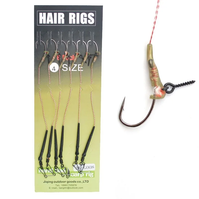 

Carp Fishing Chod Rig 6pcs/set Black Bait Screw Braid Line Snap Ready Tied Carp Rig Curve Shank Fishing Hooks Size 2# 4# 6# 8#