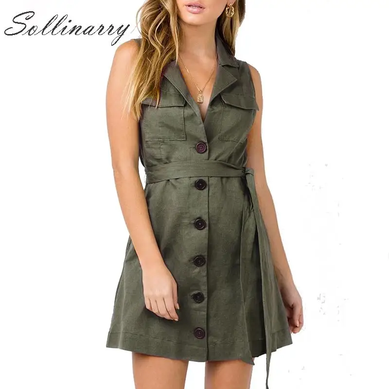 Sollinarry/однотонное короткое платье блейзер из хлопка и льна Vestidos повседневные