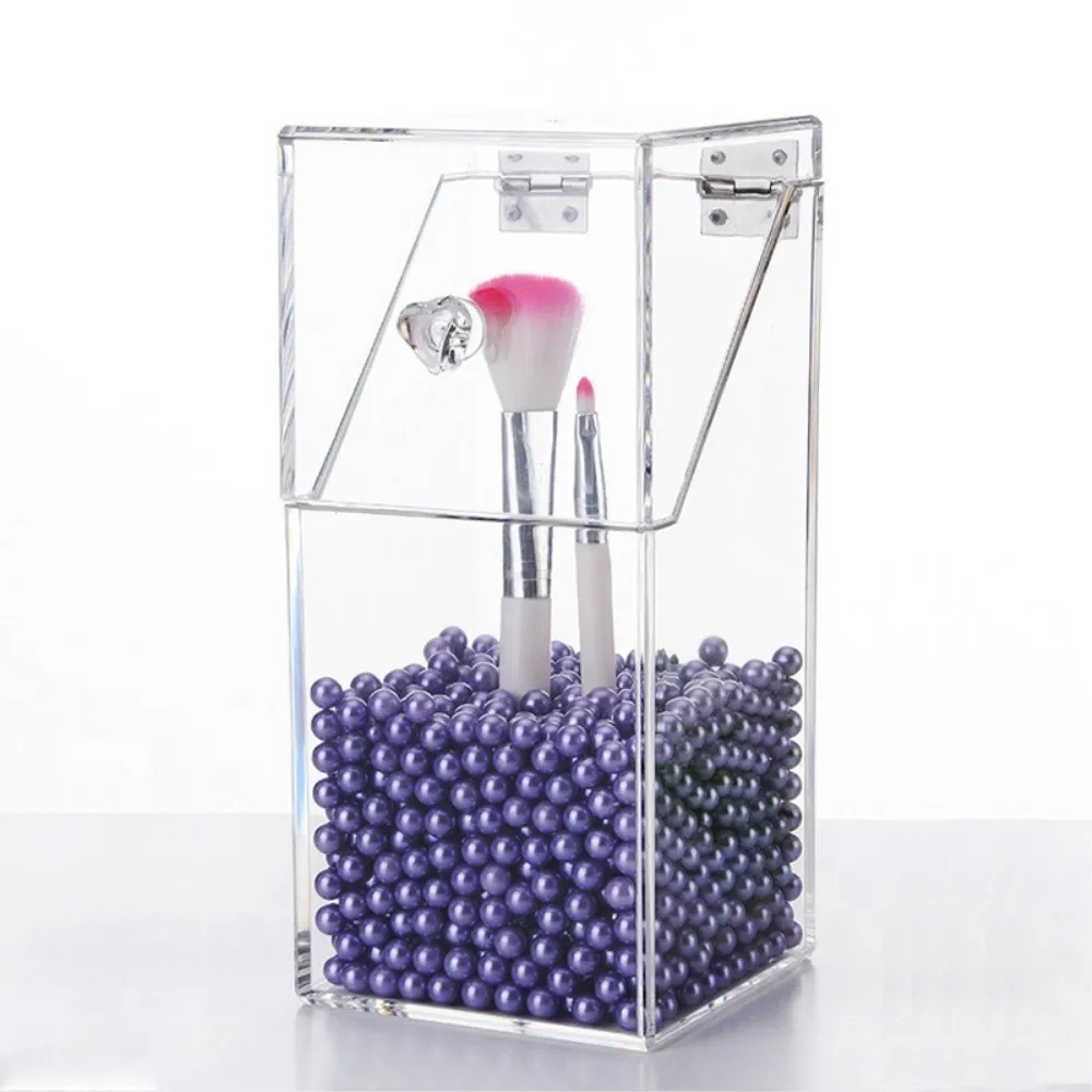

Luxury plastic makeup brush tube beauty brush storage tube pearl transparent cosmetic storage box