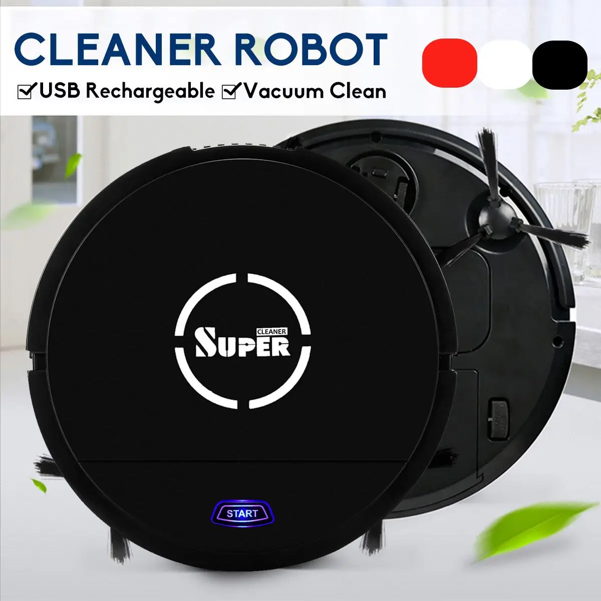 

Auto Cleaning Robot Rechargeable Smart Sweeping Robot Floor Dirt Dust Automatic Noiseless Electric Vacuum Cleaners with Brush