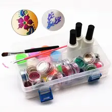 1 компл. блестящая Татуировка наборы полная коробка водостойкая временная татуировка трафарет для тела живопись кисти в комплекте клей трафареты