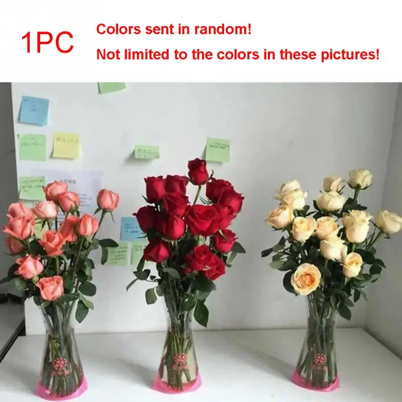 

3Pcs Foldable PVC Vase Portable Eco-friendly Flower Cute Wedding Office Home Decoration High Quality #0117