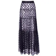 Макси сексуальные Клубные готические юбки Повседневные черные летние пляжные винтажные готические с высокой талией в горошек сетчатые женские элегантные плиссированные юбки