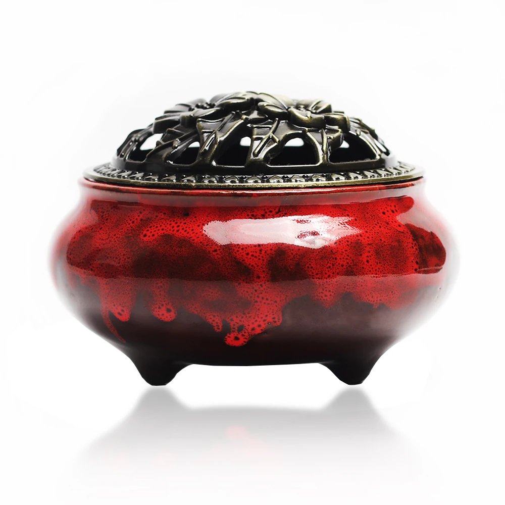

Ceramic incense burner hand painted ceramic Buddha handmade antique incensory sandalwood alloy home decor gifts 4hour/2hour