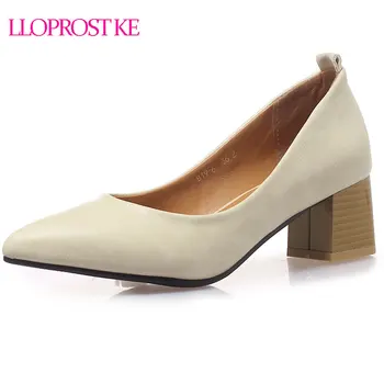 

Lloprost ke 2019 Plus Size OL Office Lady Shoes Thick Heels Woman Shoes Pointed Toe Dress Shoes Basic Pumps Chaussure Femme D860