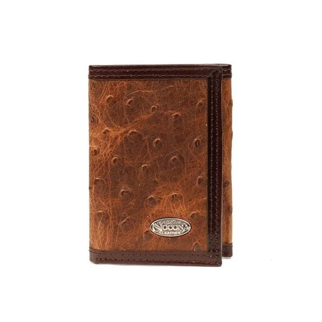 Nocona Belt N5487802 Tri-Fold Vintage Ostrich Wallet Brown - One Size |