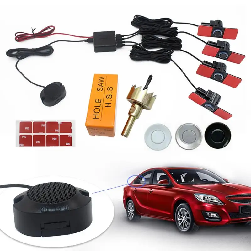 

Car Accessories DC12V Parking Sensor 16.5 Universal Reverse Radar With 4 Wing Sensors And Buzzer Drill Bit