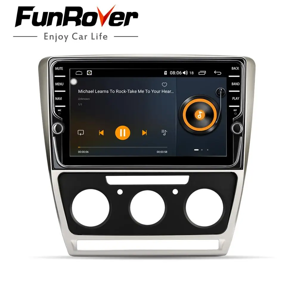 Excellent Funrover octa core android9.0 car dvd multimedia player For Skoda Octavia 2008-2013 A 5 A5 Yeti Fabia gps DSP 4G RAM 64G ROM LTE 2