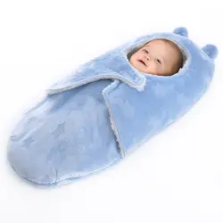 Детская пеленальная обертка мягкая тепловая фланеливая ткань флисовый спальный мешок анти-ногами конверт для коляски одеяло для детей 0-12