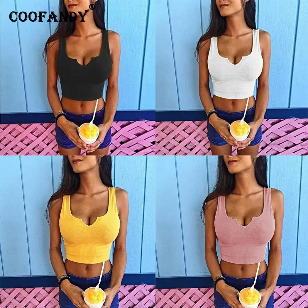 

Women Casual V-Neck Sleeveless Solid Short Vest Tops