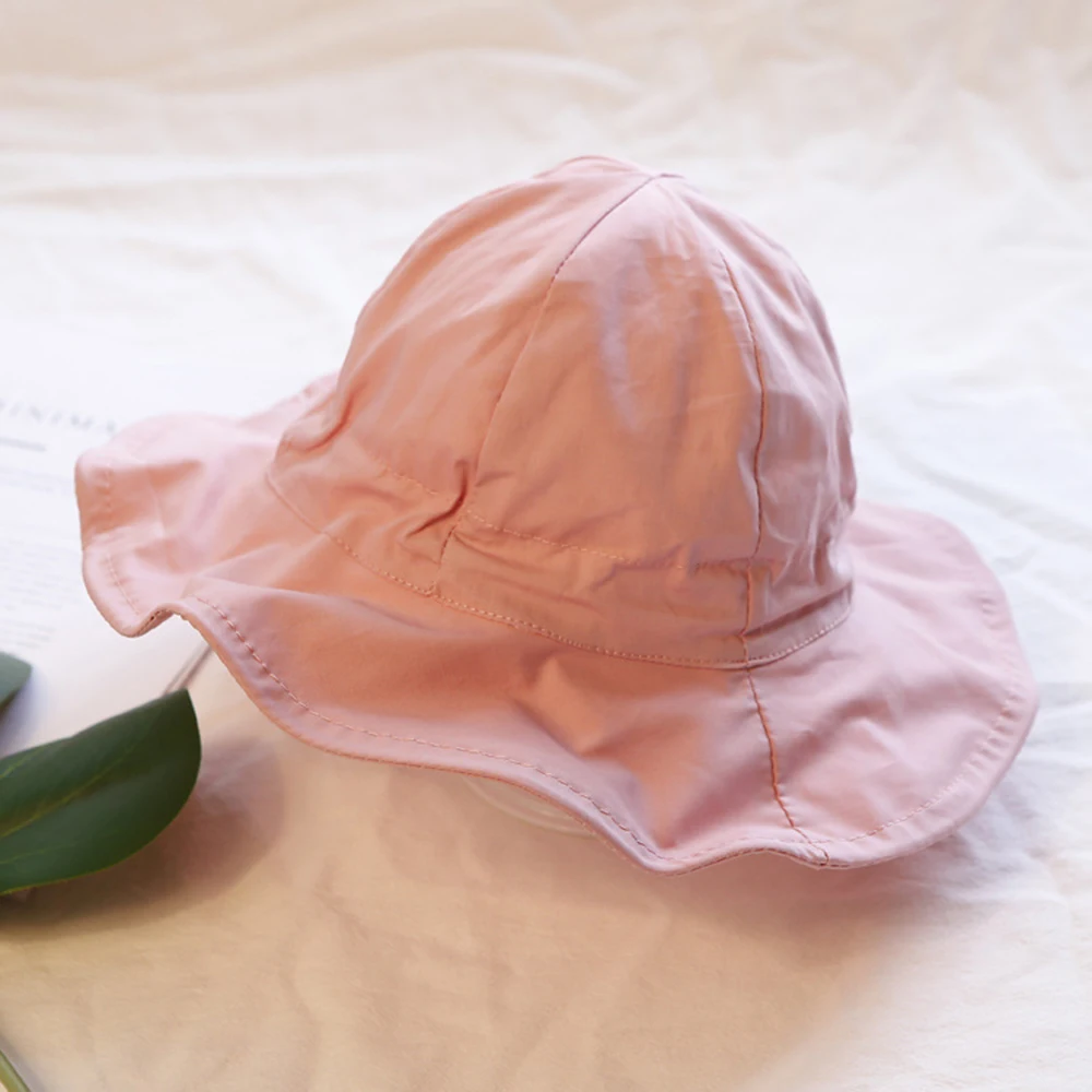 Kids Adjustable Sunscreen Cotton Wide Brim Hat Children Summer Outdoor Beach Cap Fold Girls Boys Solid Casual Korean 5 Colors | Аксессуары