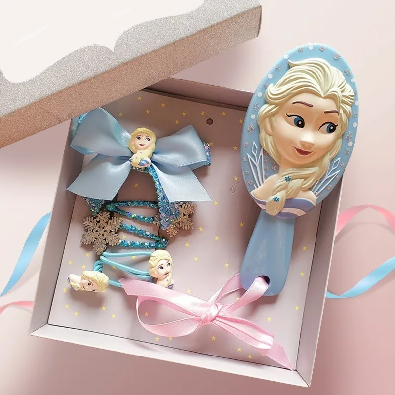 Disney Princess Air Cushion Comb Frozen Elsa Ariel Hair Rope Headwear Set Cartoon 3D Stereo Girl Headwear Hair Ring Set Disney Princess Air Cushion Comb Frozen Elsa Ariel Hair Rope Headwear Set Cartoon 3D Stereo Girl Headwear Hair Ring Set