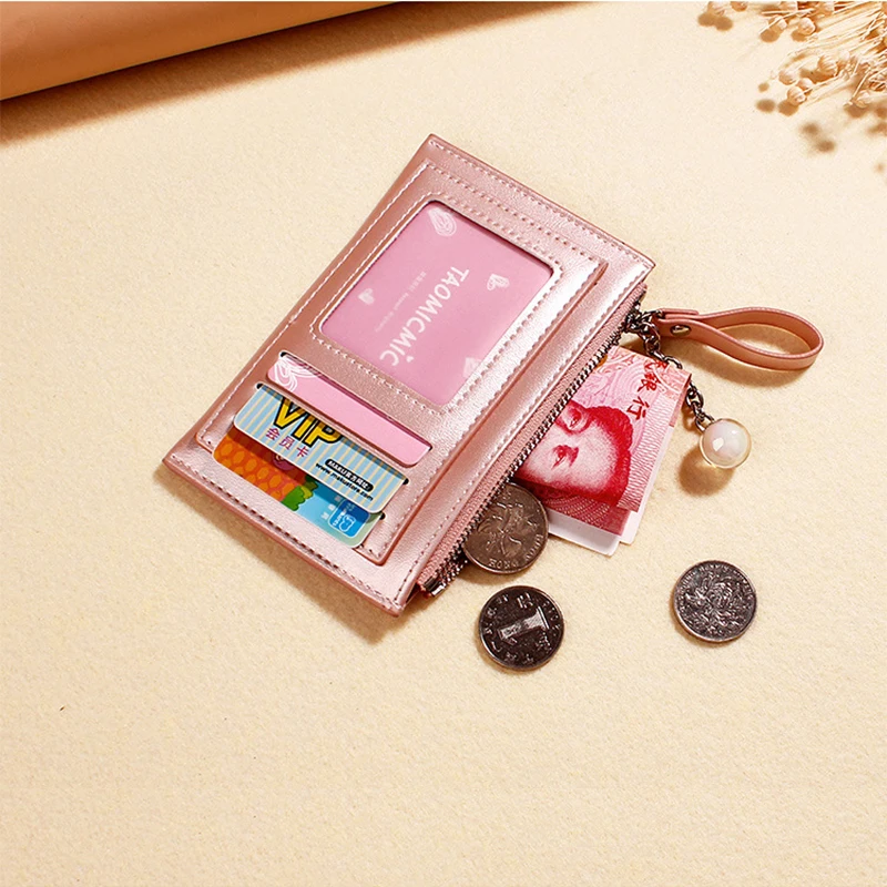 Креативный кошелек для девочек, мини короткий кошелек для монет, универсальный держатель для карт чехол, шикарные женские маленькие кошельки для женщин
