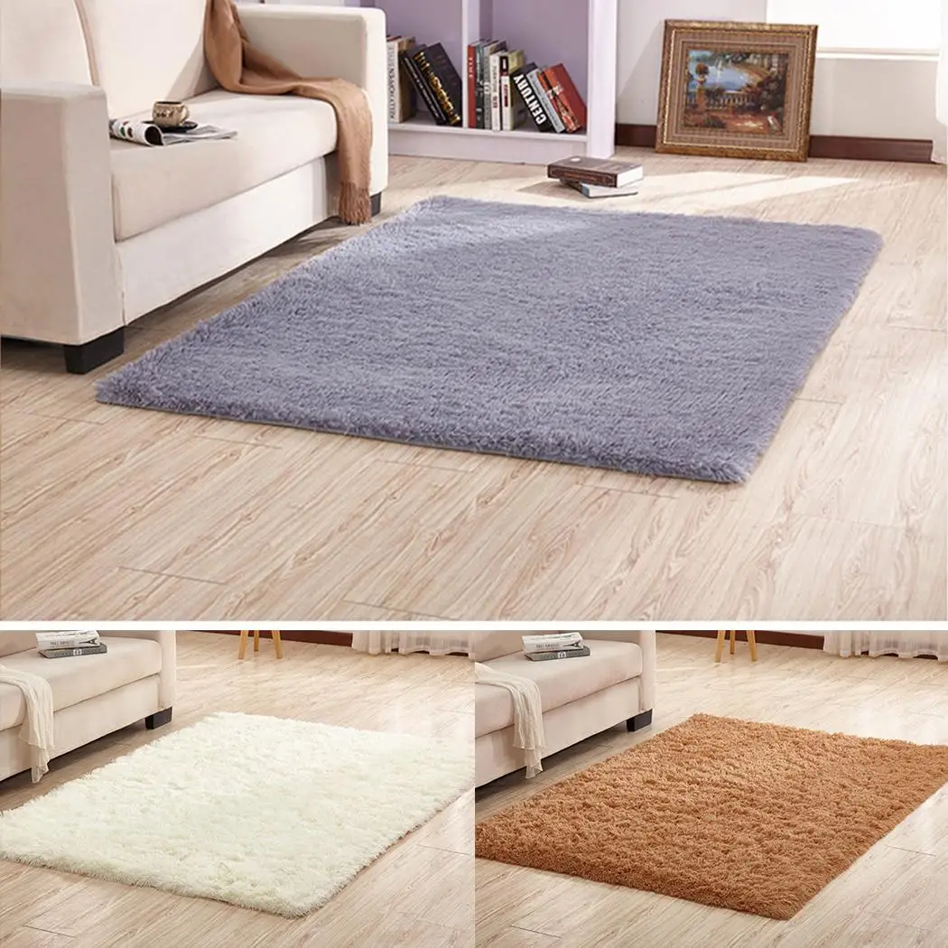 Однотонный утолщенный коврик из полиэстера прямоугольной формы 3 цвета тумбочка