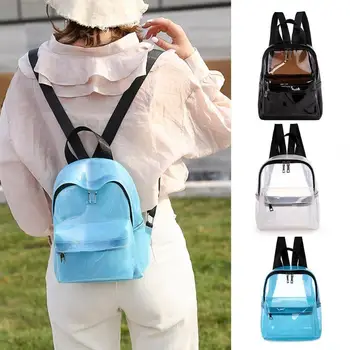 

Clear Transparent Women Backpacks PVC Jelly Teenage Girls Student Schoolbag