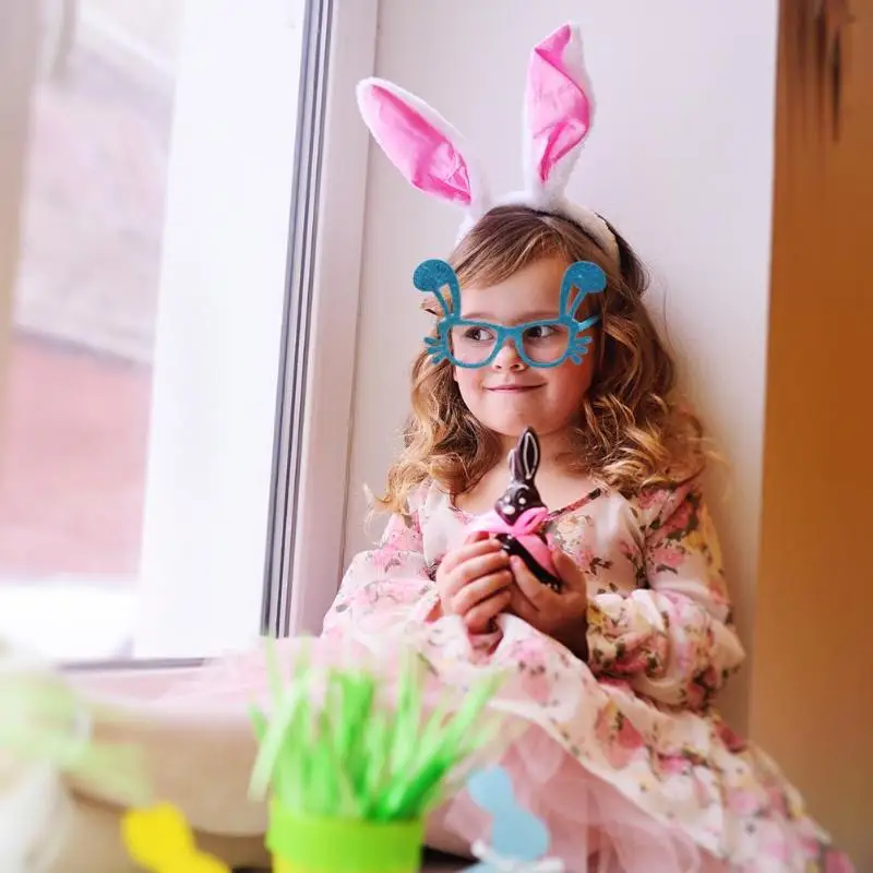 Дети девушки костюм украшения забавные очки игрушка Косметика милый кролик яйцо Форма очки День рождения Декорации на Пасху