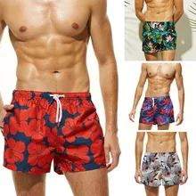 Новинка, мужской летний пляжный купальный костюм, шорты для серфинга с цветочным принтом, Шорты для плавания, тонкие шорты, горячая пляжная одежда