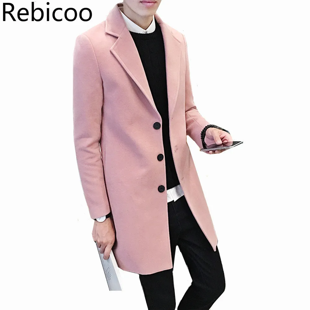Модный Тренч в британском стиле, мужское приталенное шерстяное пальто с отложным воротником, куртки на одной пуговице, Мужское пальто цвета хаки, темно-серого цвета, 5XL4XL