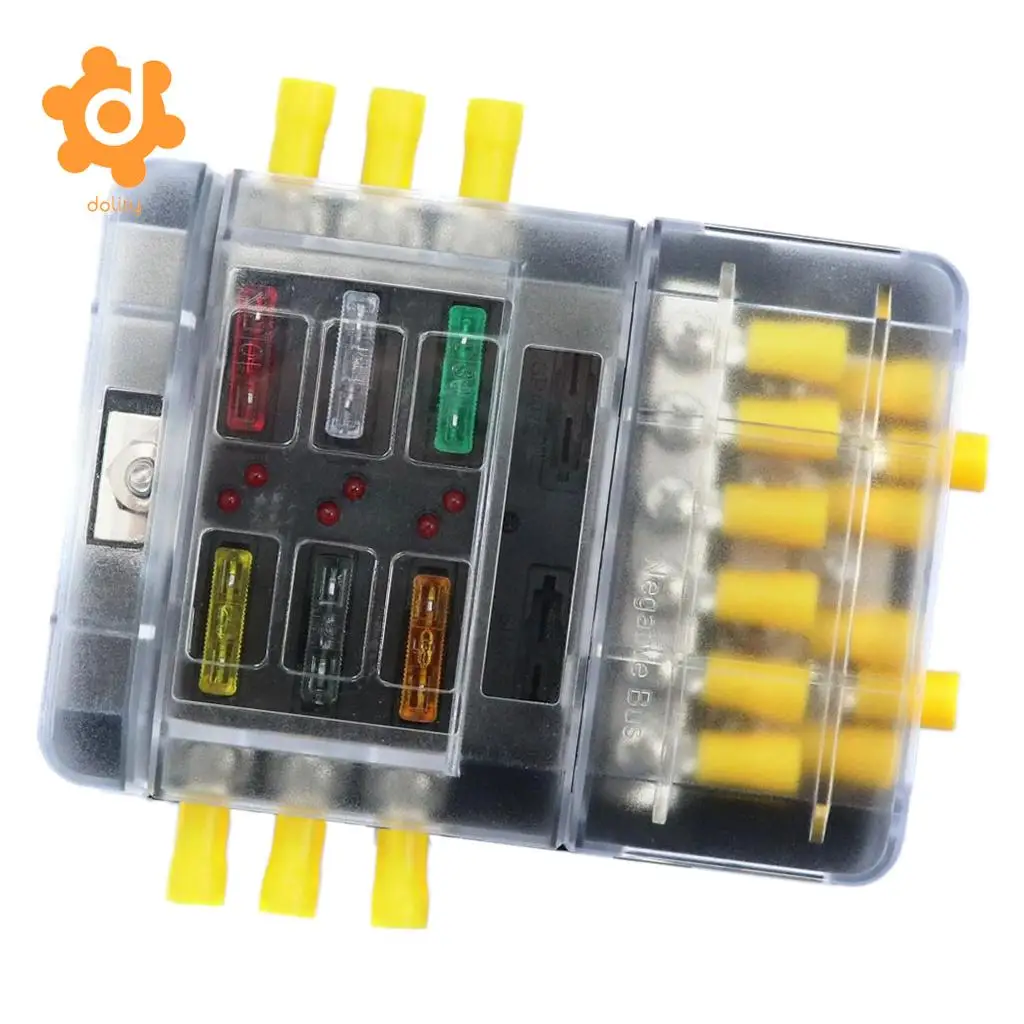 Heavy Duty 6 Terminal Studs Bus Bar Power Distribution Box Block for