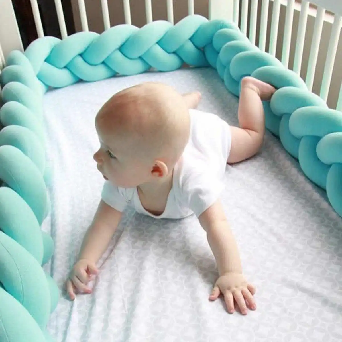

5 Sizes Knitted Long Pillow Nordic Knotted Braid Pillow Cushion Newborn Bumper Knot Weaving Plush Baby Bed Protector Decoration