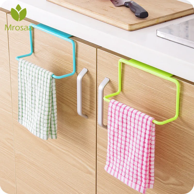 

Hot Bathroom Kitchen Cabinet Cupboard Hanger Kitchen Towel Hanging Rack Holder Rail Organizer Free Nail Over Door Back Rack