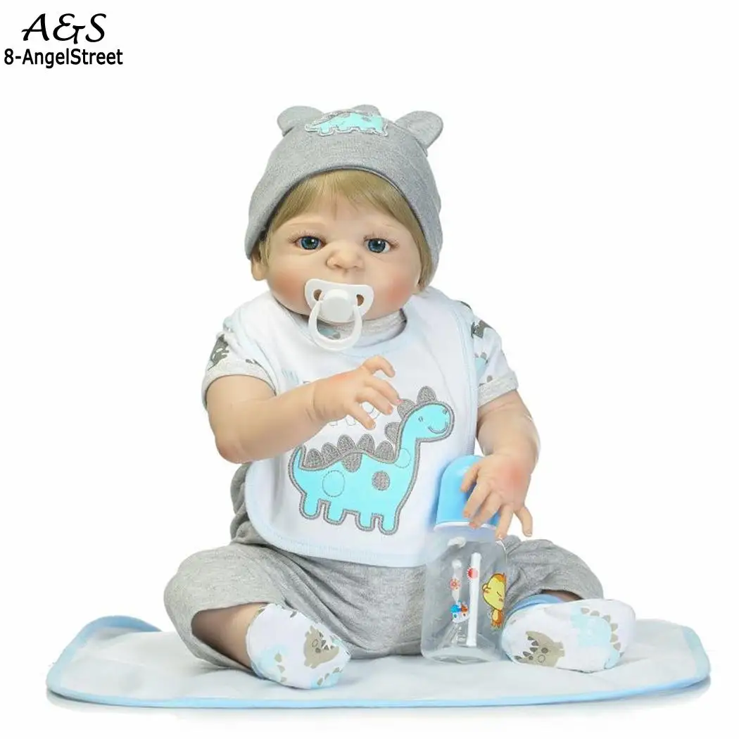 

Realistic Opened Clothes 4Years Baby 2 Soft Gift Reborn Dollv Blue With Unisex Playmate Kids Silicone Eyes Collectibles