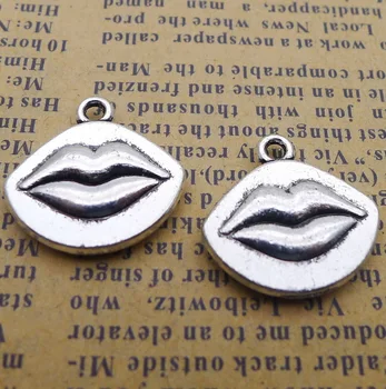

50pcs Exquisite Lips charms pendants 19*29mm Antique silver bag accessories craft Jewelry earring bracelet necklace anklet