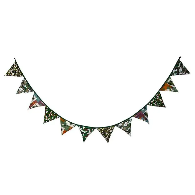

12 Flags 3.2m Camouflage Cotton Party Wedding Pennant Bunting Banner Decor