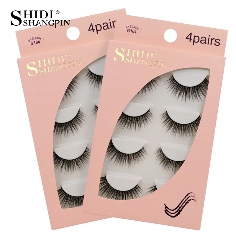 

Shidishangpin 4 Pairs Mink Eyelashes Extension Natural False Eyelashes Makeup Strip Fake Eyelash 3d Mink Lashes Cilio Lash S21