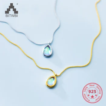 

Delicate Wholesale Japan Korea Style 925 Sterling Silver Fashion Sweet Beautiful Waterdrop Opal Pendants Necklace Women Jewelry