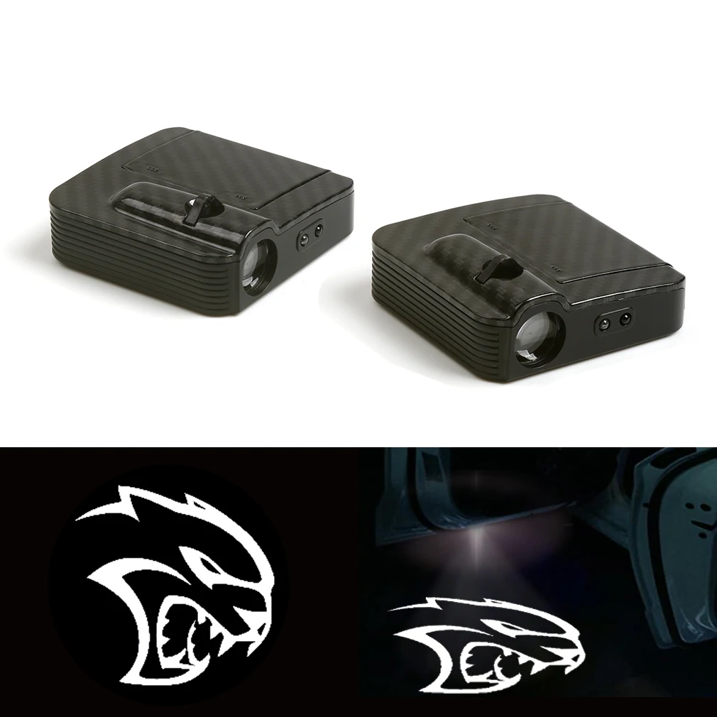 

2x Car Door Wireless LED Laser Projector Shadow Light For Dodge Charger Hellcat