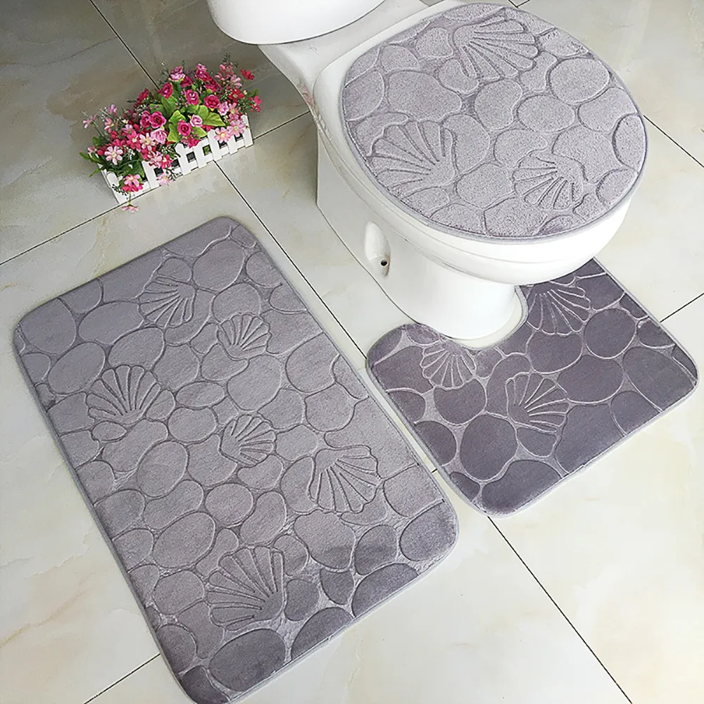

3Pcs Water Absorption Rug Bathroom Mat Non-Slip Suction Grip Bath Mat Set Kitchen Door Floor Mat Carpet For Toilet Doormat Decor
