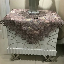 Square 85cm Luxury European Embroidery Tablecloth Cupboard Television Cabinet Cover Covering Cloth Christmas Wedding Decoration