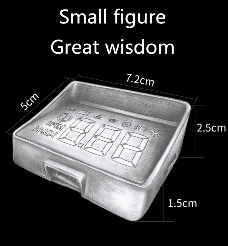 

A100S Car HUD Head-Up Display OBD2 II EUOBD Overspeed Warning System Projector Windshield Auto Electronic Voltage Alarm