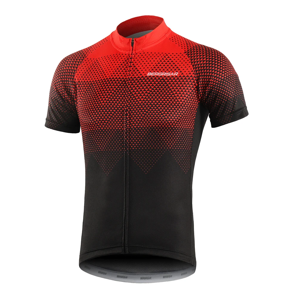 

Men Cycling Jersey Breathable Quick Dry Short Sleeve Bike Riding Shirt with 4 Rear Pockets
